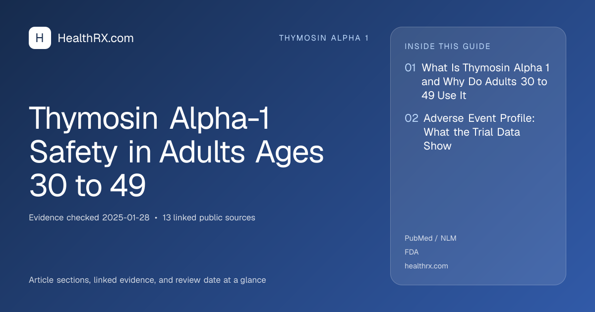 Evidence overview for Thymosin Alpha-1 Safety in Adults Ages 30 to 49