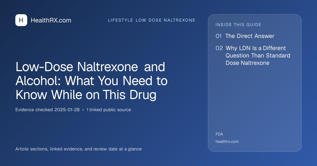 Evidence overview for lifestyle low dose naltrexone: Low-Dose Naltrexone and Alcohol: What You Need to Know While on This Drug