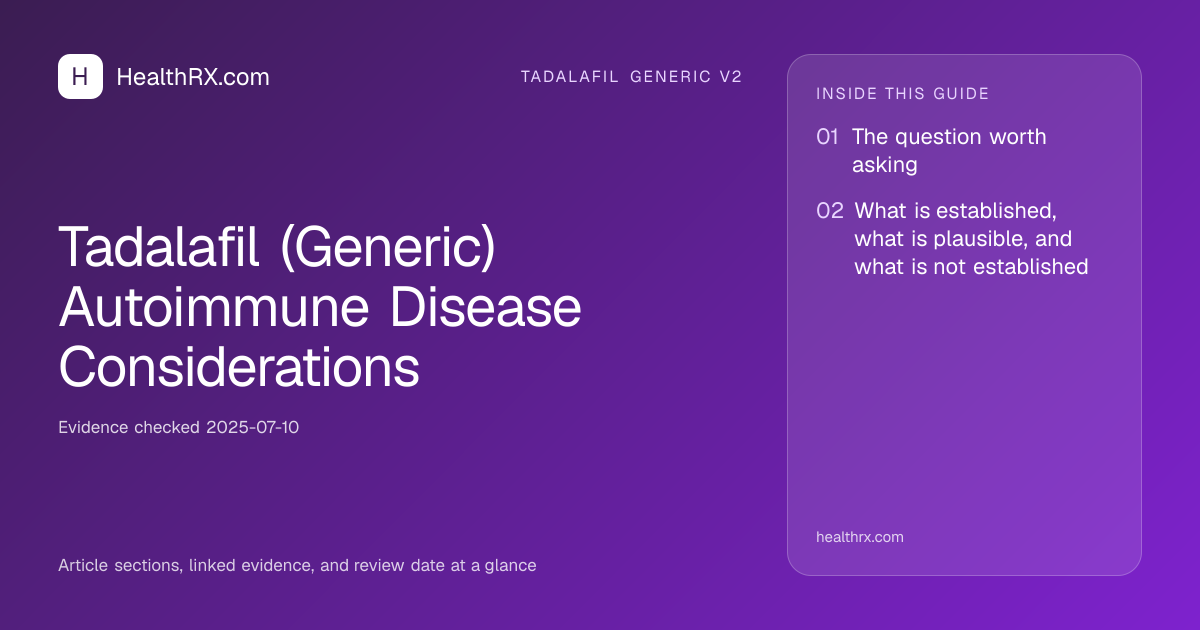 Evidence overview for tadalafil generic v2: Tadalafil (Generic) Autoimmune Disease Considerations
