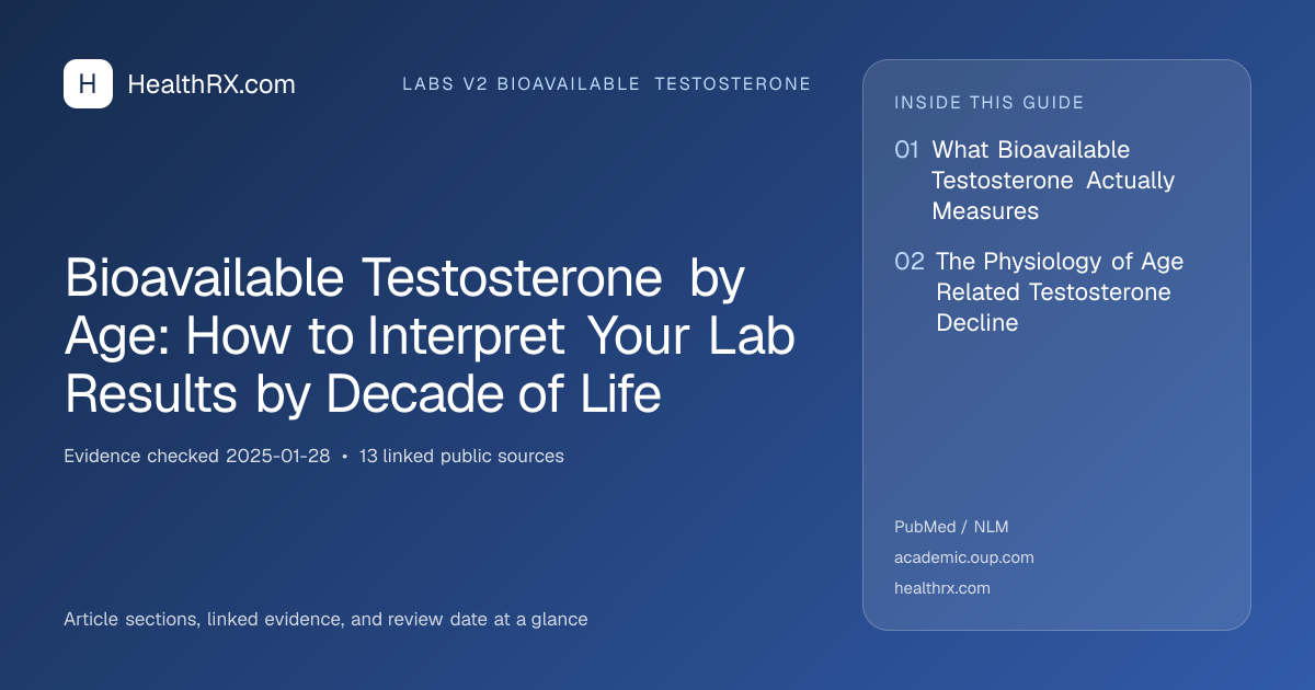 Evidence overview for Bioavailable Testosterone by Age: How to Interpret Your Lab Results by Decade of Life