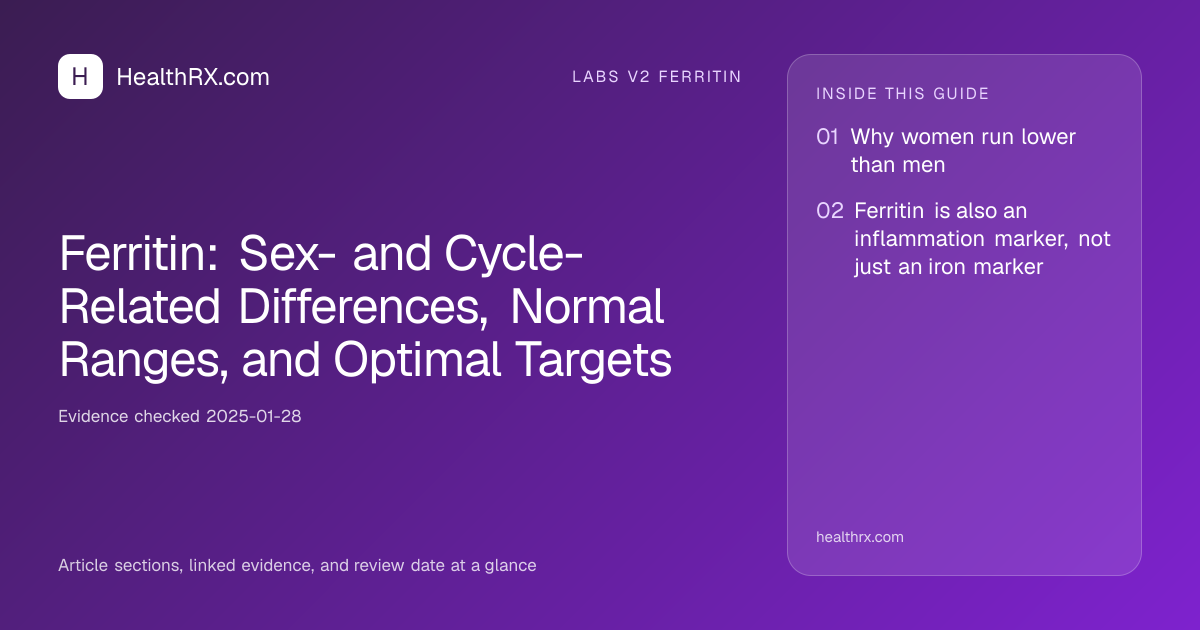 Evidence overview for Ferritin: Sex- and Cycle-Related Differences, Normal Ranges, and Optimal Targets