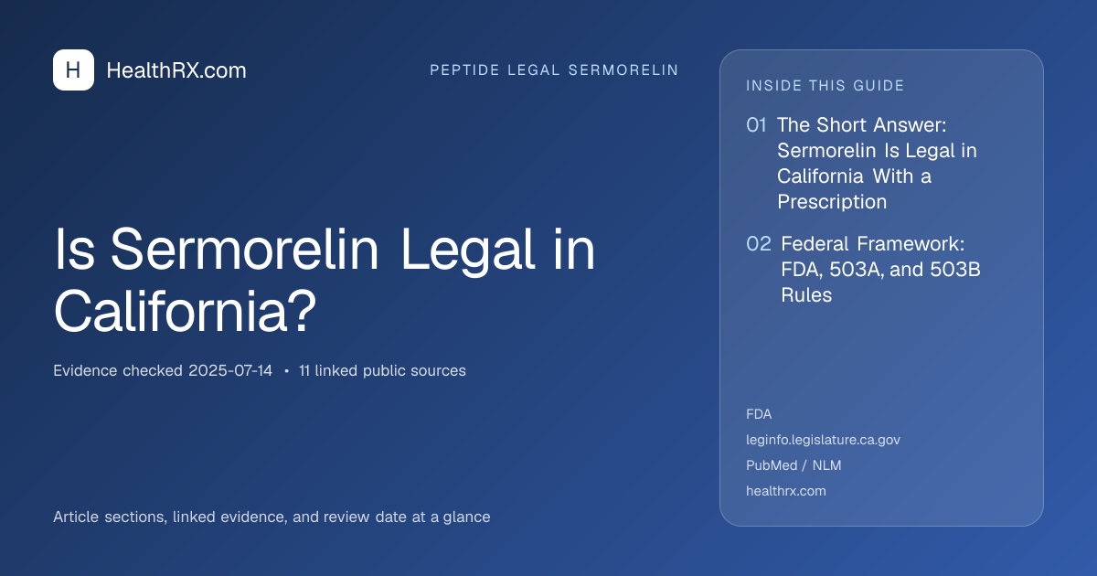 Evidence overview for Is Sermorelin Legal in California?