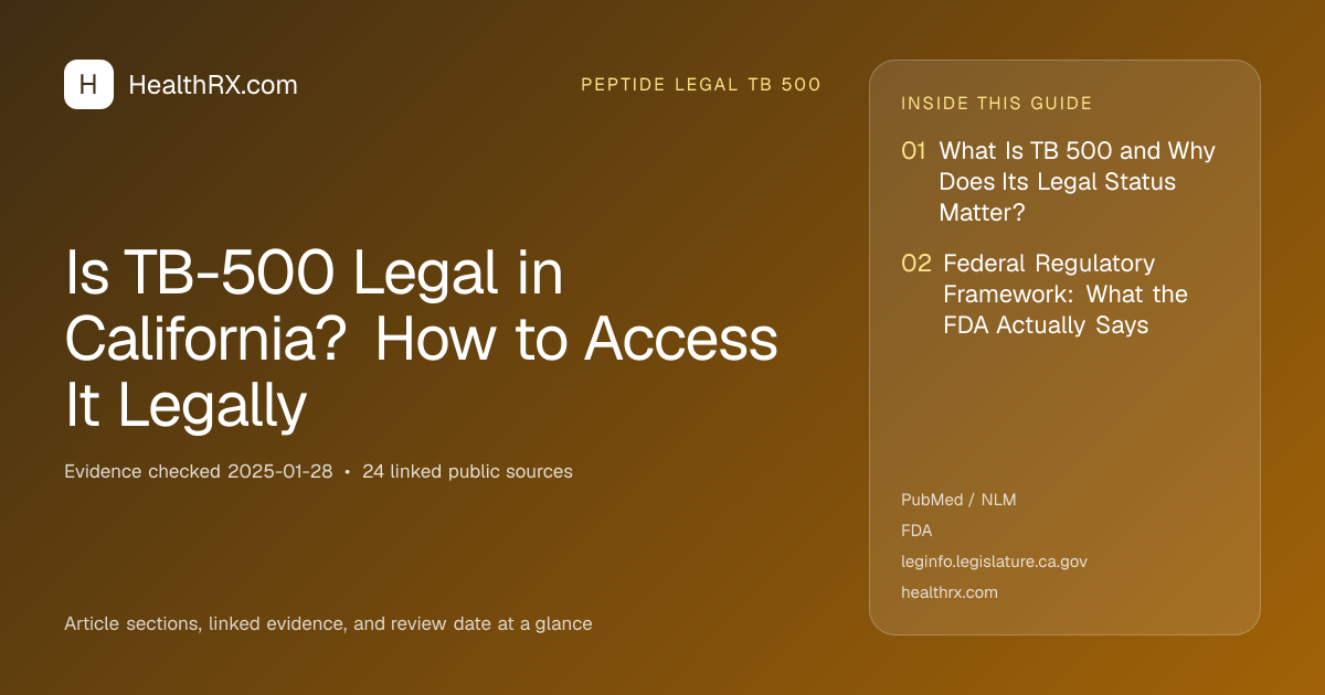 Evidence overview for Is TB-500 Legal in California? How to Access It Legally