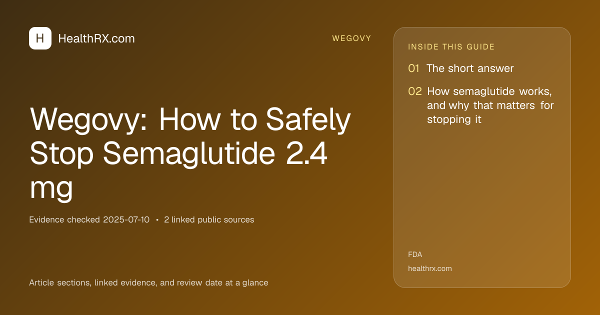 Evidence overview for Wegovy: How to Safely Stop Semaglutide 2.4 mg