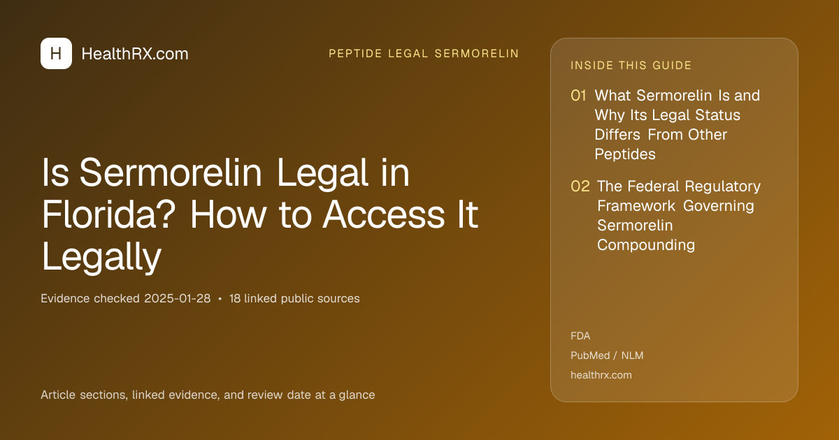 Evidence overview for Is Sermorelin Legal in Florida? How to Access It Legally