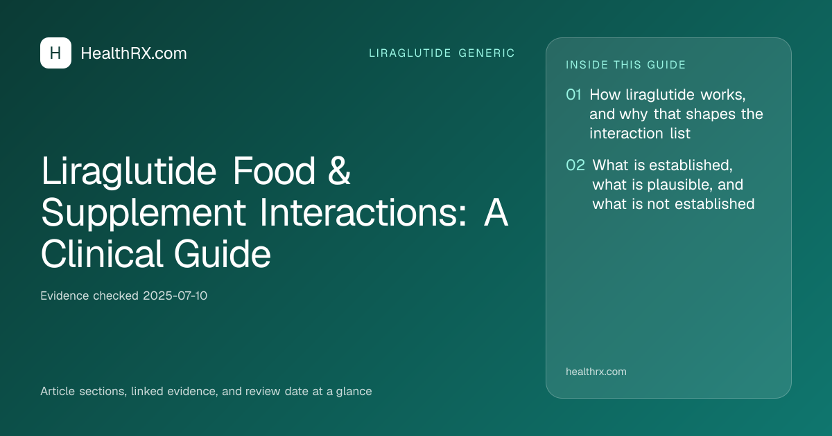 Evidence overview for Liraglutide Food & Supplement Interactions: A Clinical Guide
