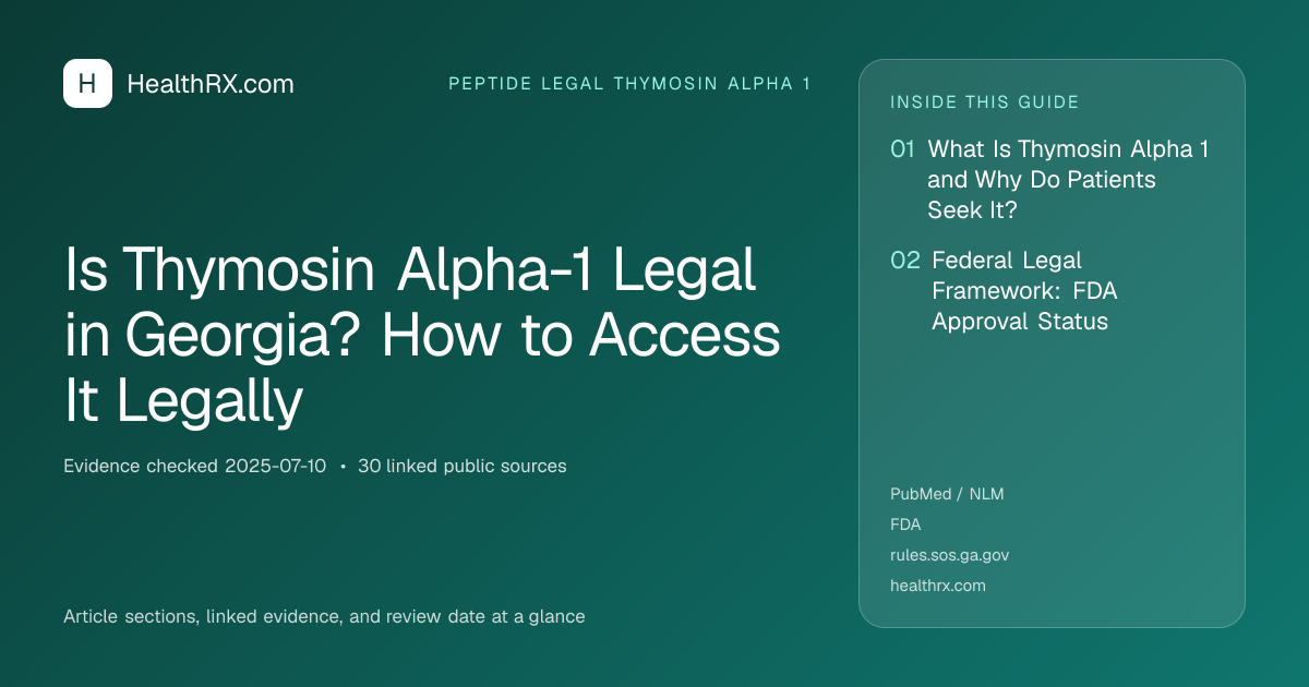 Evidence overview for Is Thymosin Alpha-1 Legal in Georgia? How to Access It Legally