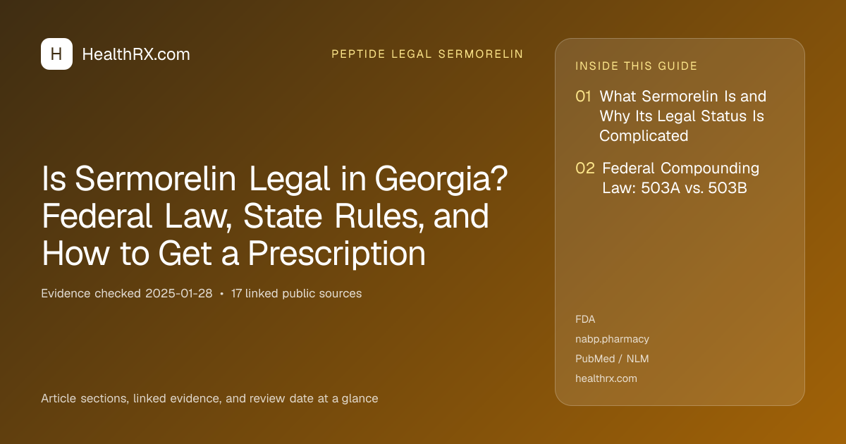 Evidence overview for Is Sermorelin Legal in Georgia? Federal Law, State Rules, and How to Get a Prescription