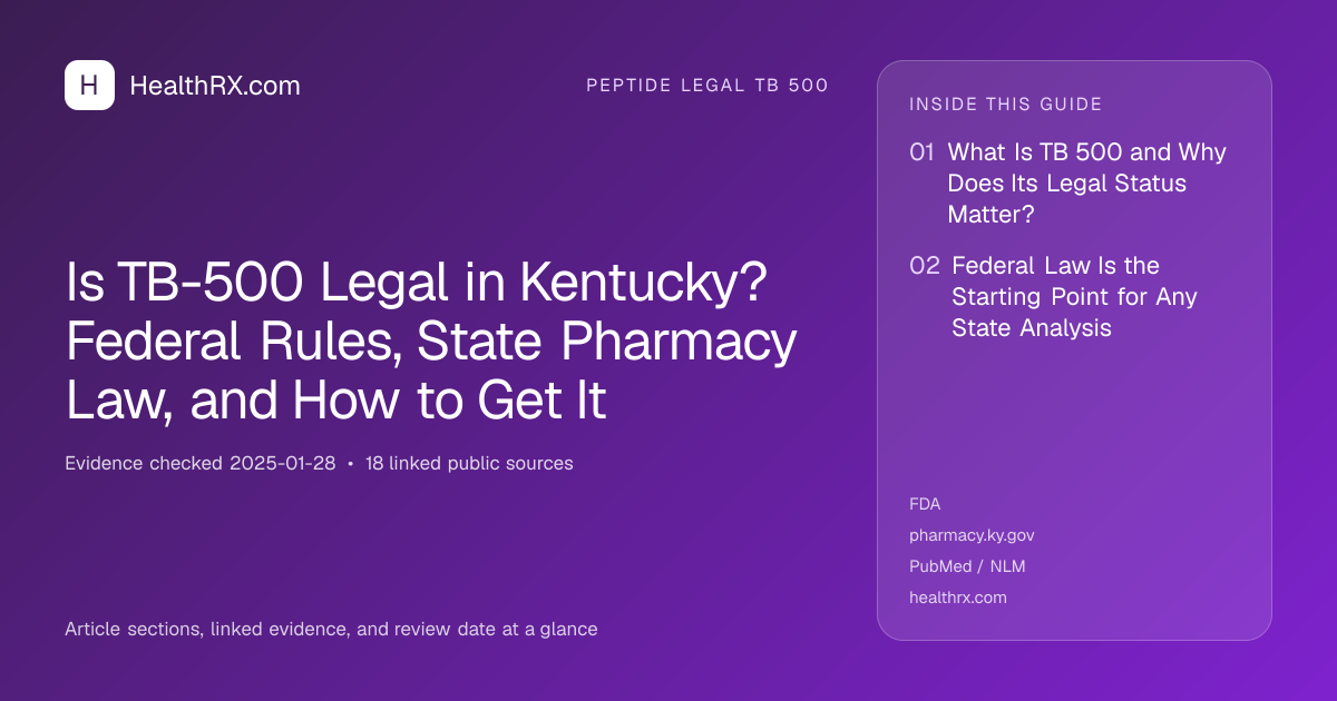 Evidence overview for Is TB-500 Legal in Kentucky? Federal Rules, State Pharmacy Law, and How to Get It