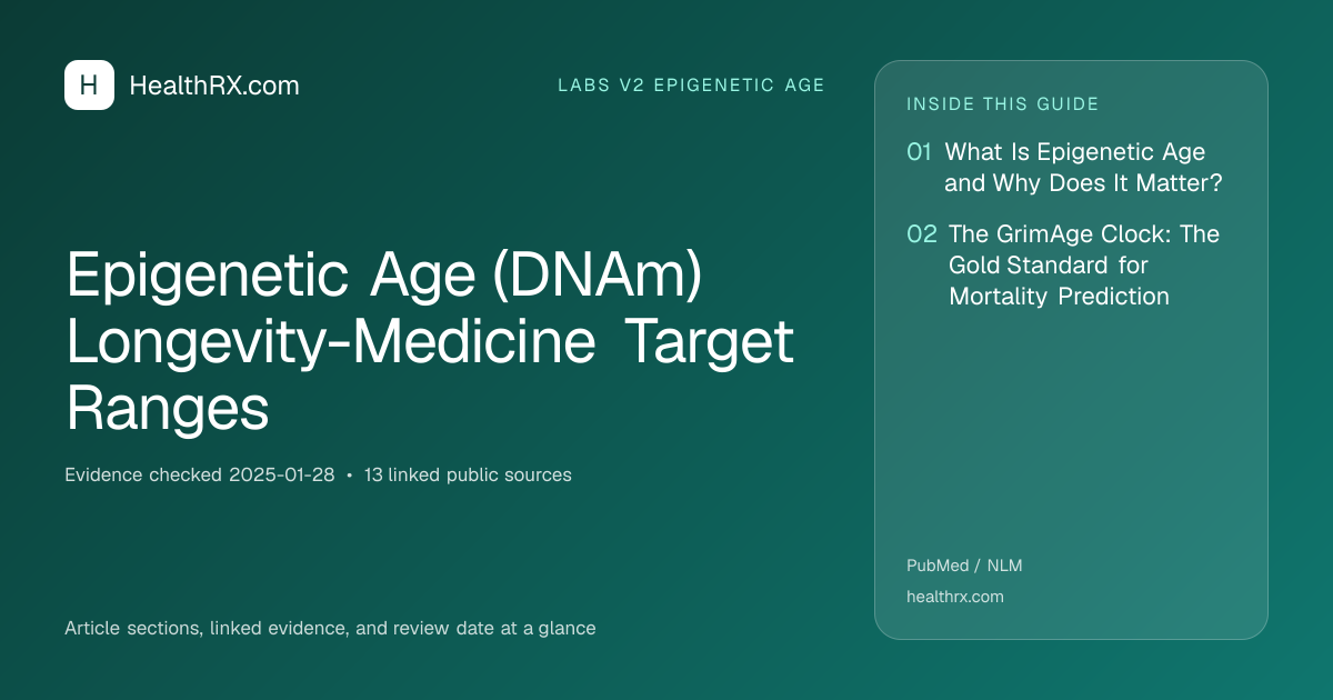 Evidence overview for Epigenetic Age (DNAm) Longevity-Medicine Target Ranges