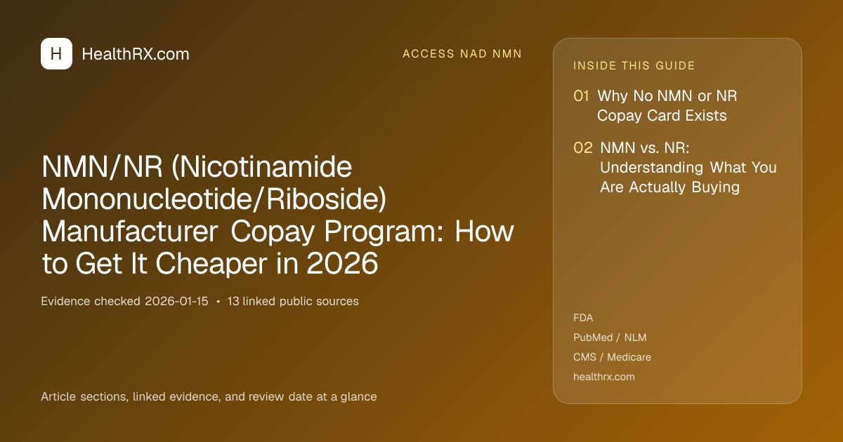 Evidence overview for NMN/NR (Nicotinamide Mononucleotide/Riboside) Manufacturer Copay Program: How to Get It Cheaper in 2026