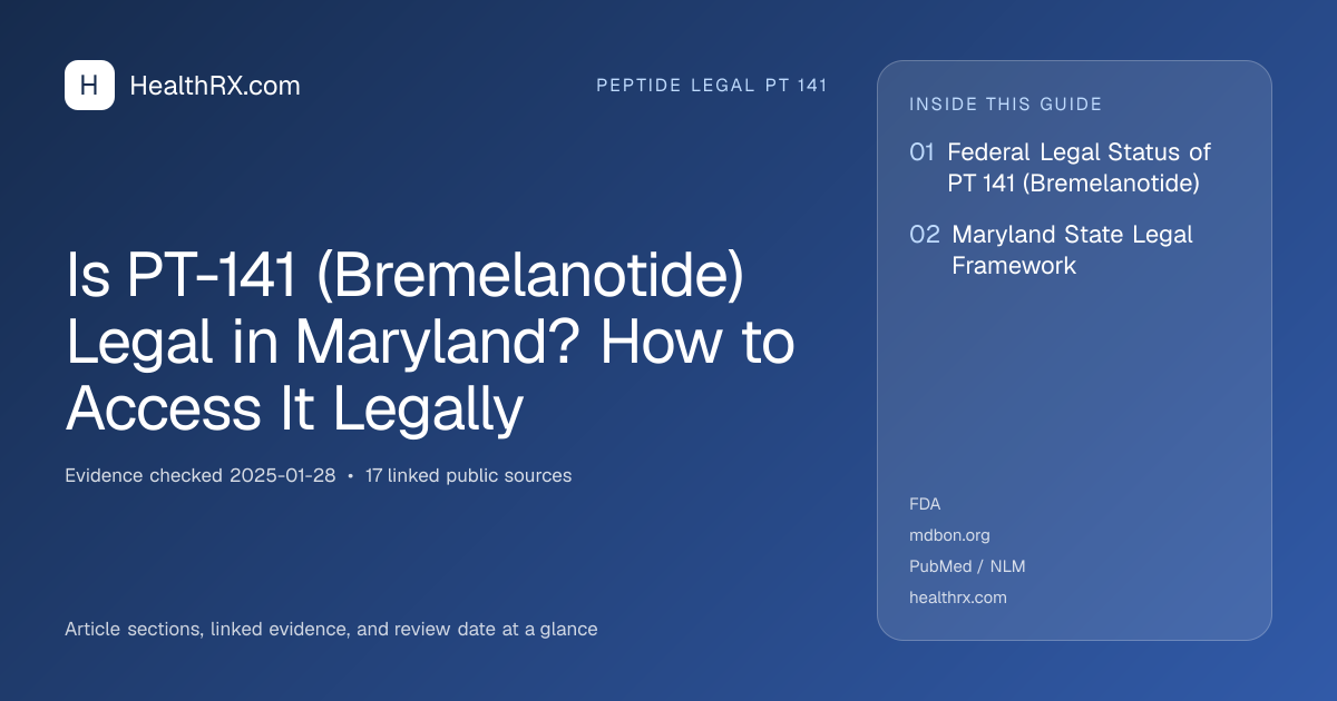 Evidence overview for Is PT-141 (Bremelanotide) Legal in Maryland? How to Access It Legally