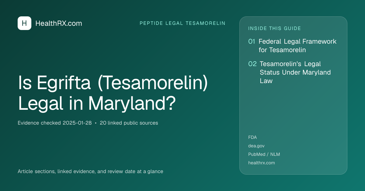 Evidence overview for Is Egrifta (Tesamorelin) Legal in Maryland?
