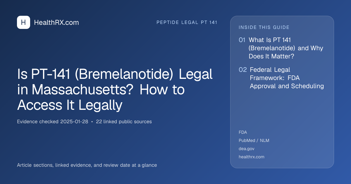 Evidence overview for Is PT-141 (Bremelanotide) Legal in Massachusetts? How to Access It Legally