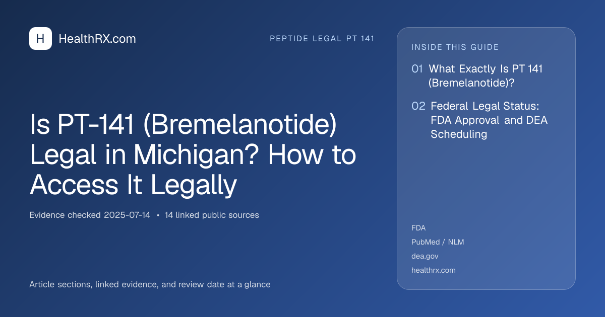 Evidence overview for Is PT-141 (Bremelanotide) Legal in Michigan? How to Access It Legally
