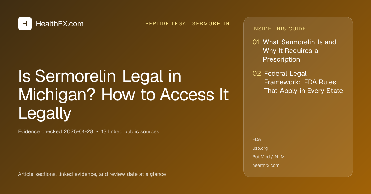 Evidence overview for Is Sermorelin Legal in Michigan? How to Access It Legally