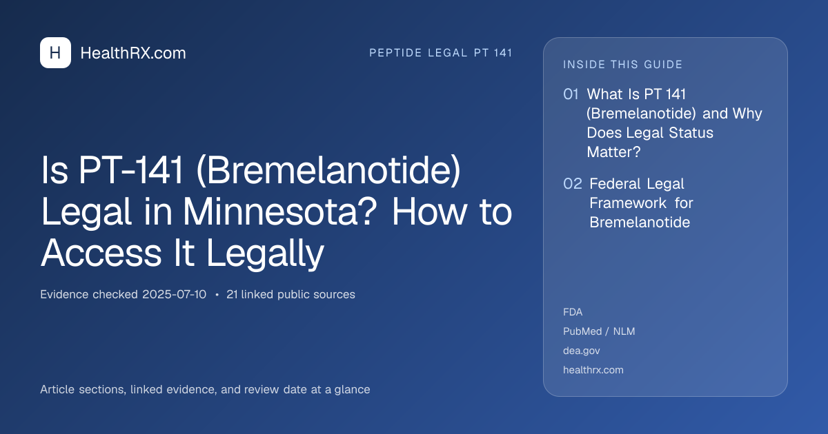 Evidence overview for Is PT-141 (Bremelanotide) Legal in Minnesota? How to Access It Legally