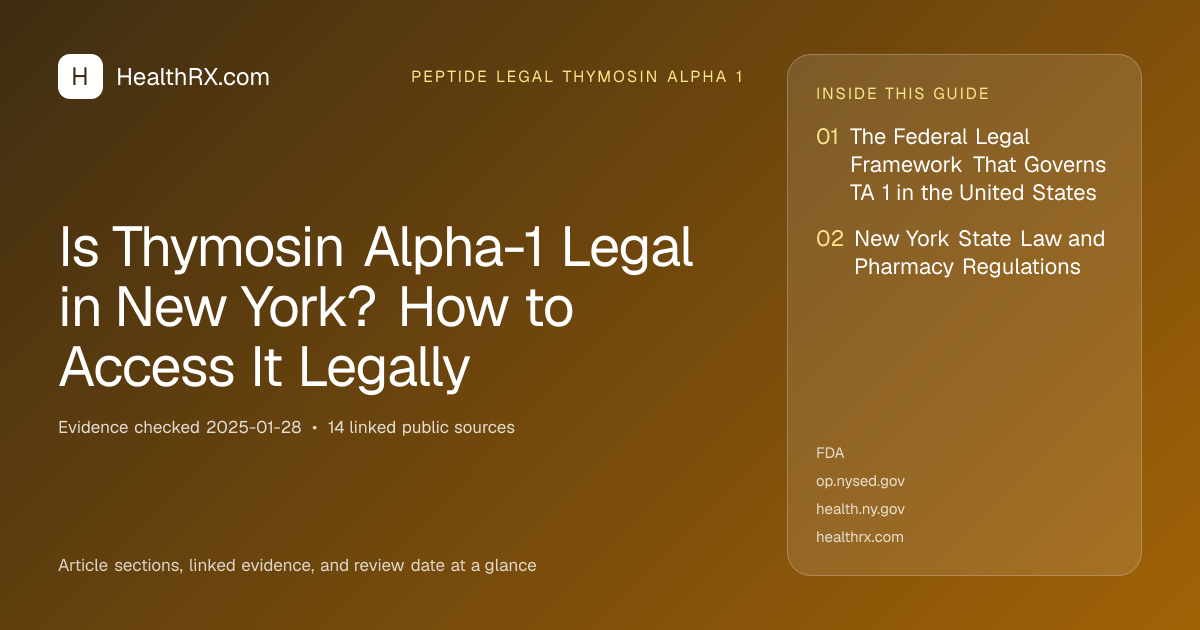 Evidence overview for Is Thymosin Alpha-1 Legal in New York? How to Access It Legally