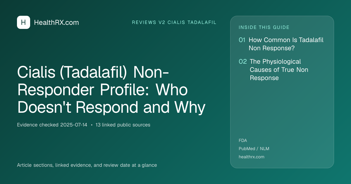 Evidence overview for reviews v2 cialis tadalafil: Cialis (Tadalafil) Non-Responder Profile: Who Doesn't Respond and Why