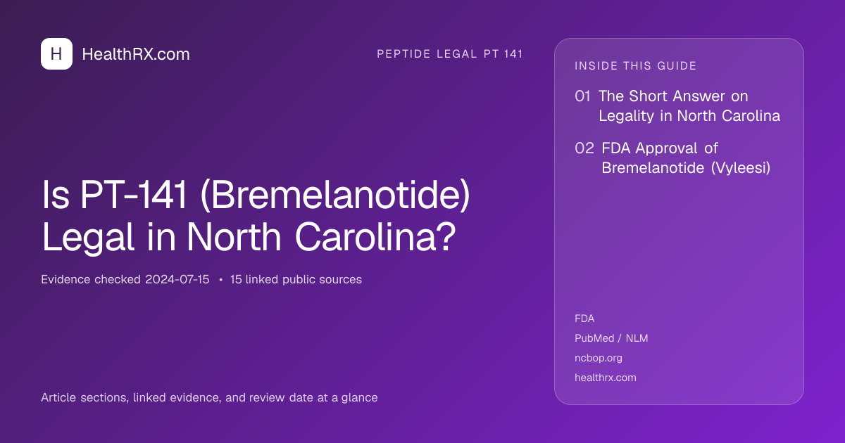 Evidence overview for Is PT-141 (Bremelanotide) Legal in North Carolina?