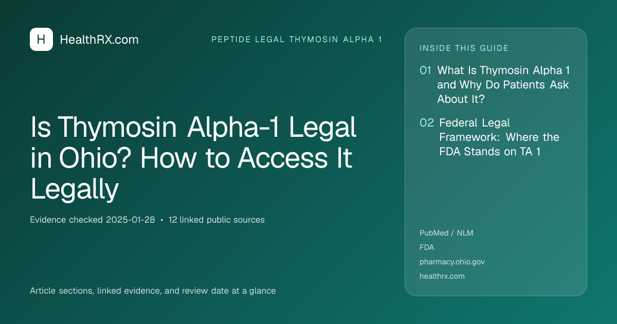 Evidence overview for Is Thymosin Alpha-1 Legal in Ohio? How to Access It Legally