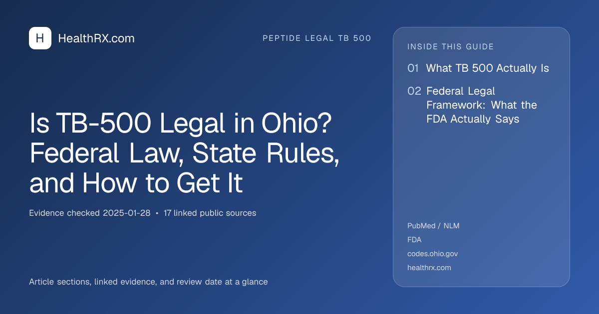 Evidence overview for Is TB-500 Legal in Ohio? Federal Law, State Rules, and How to Get It