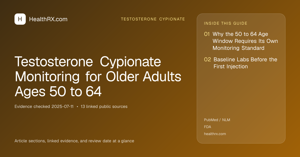 Evidence overview for Testosterone Cypionate Monitoring for Older Adults Ages 50 to 64