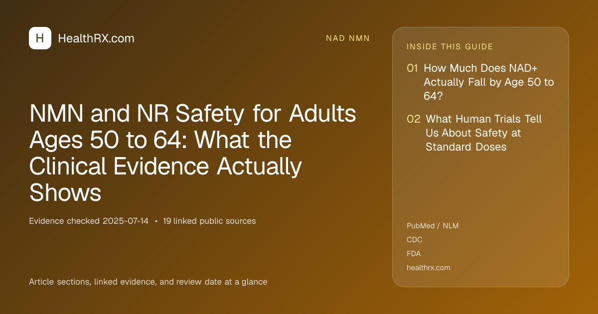 Evidence overview for NMN and NR Safety for Adults Ages 50 to 64: What the Clinical Evidence Actually Shows