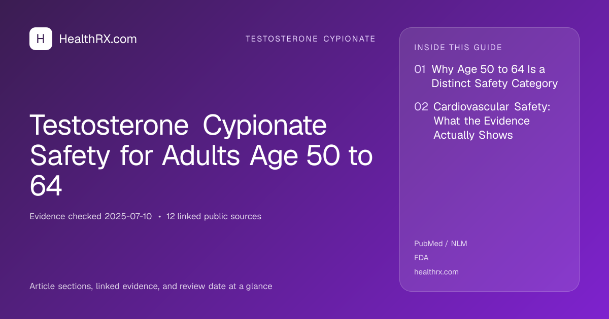 Evidence overview for Testosterone Cypionate Safety for Adults Age 50 to 64