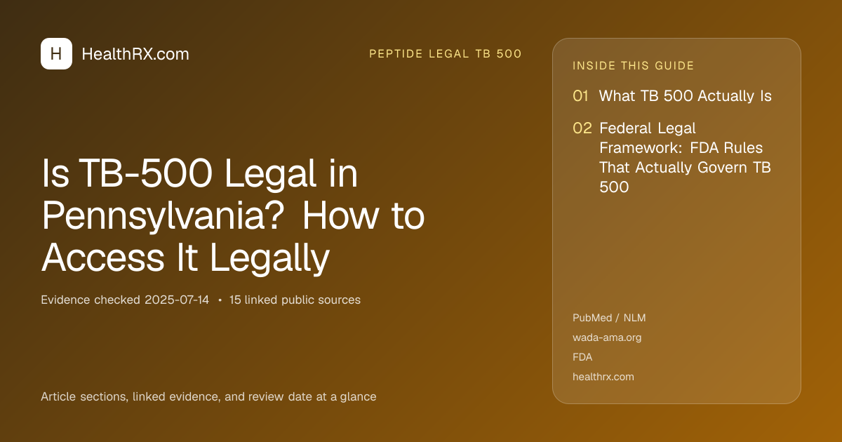 Evidence overview for Is TB-500 Legal in Pennsylvania? How to Access It Legally