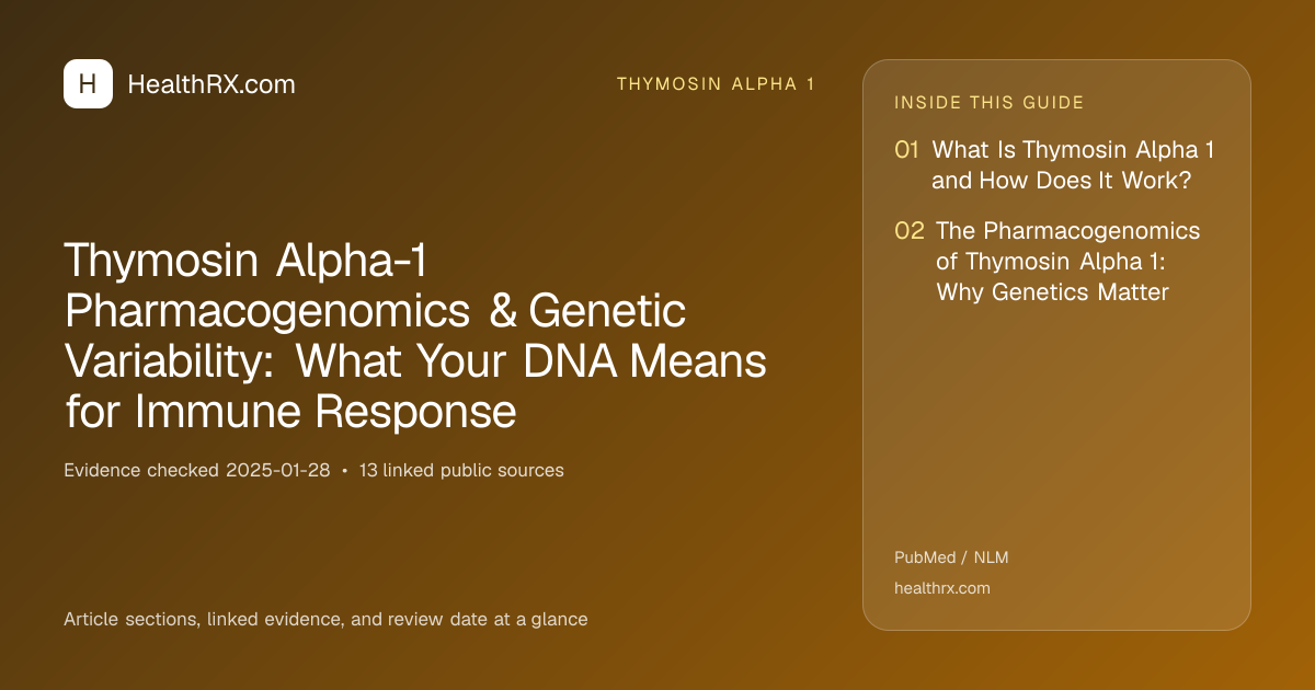 Evidence overview for thymosin alpha 1: Thymosin Alpha-1 Pharmacogenomics & Genetic Variability: What Your DNA Means for Immune Response