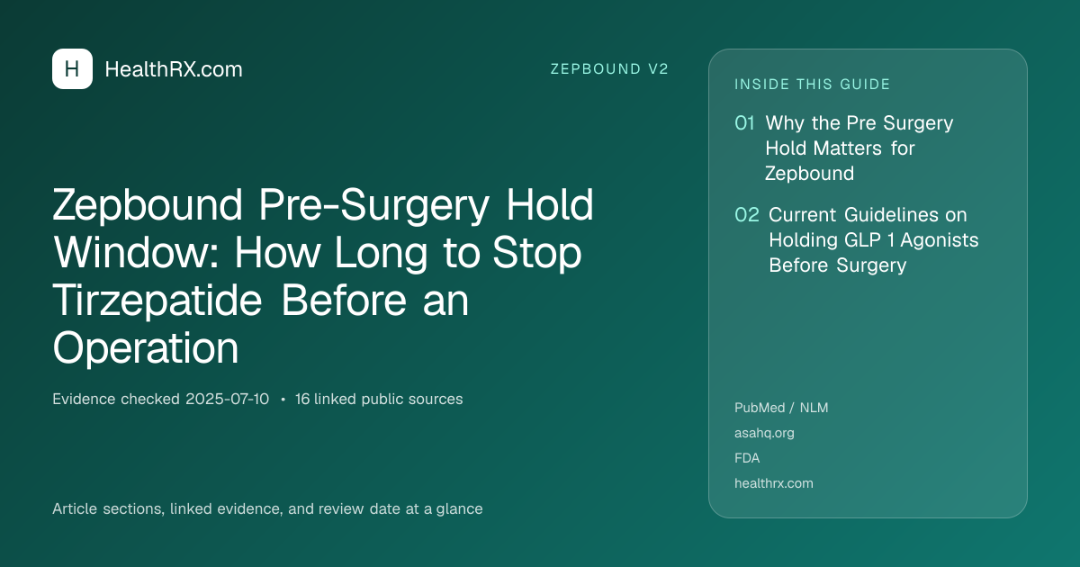 Evidence overview for Zepbound Pre-Surgery Hold Window: How Long to Stop Tirzepatide Before an Operation