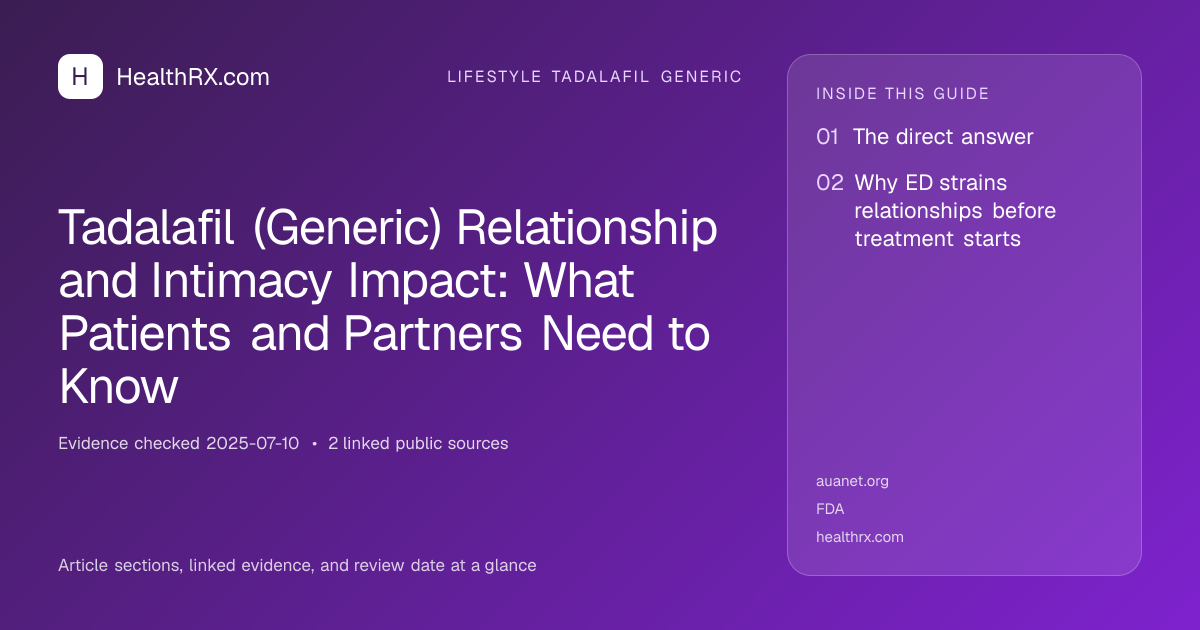 Evidence overview for lifestyle tadalafil generic: Tadalafil (Generic) Relationship and Intimacy Impact: What Patients and Partners Need to Know