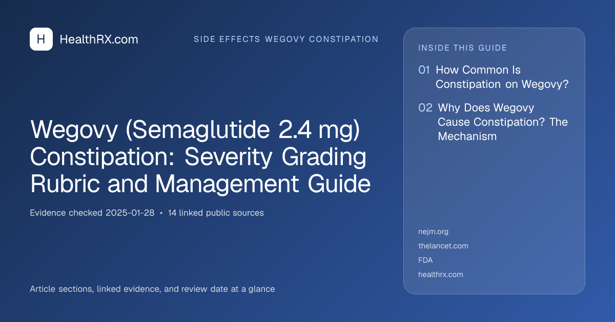 Evidence overview for Wegovy (Semaglutide 2.4 mg) Constipation: Severity Grading Rubric and Management Guide