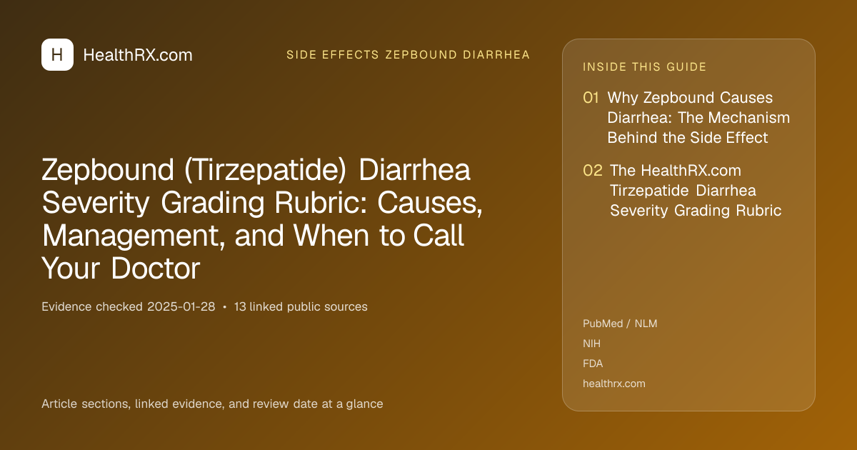 Evidence overview for Zepbound (Tirzepatide) Diarrhea Severity Grading Rubric: Causes, Management, and When to Call Your Doctor