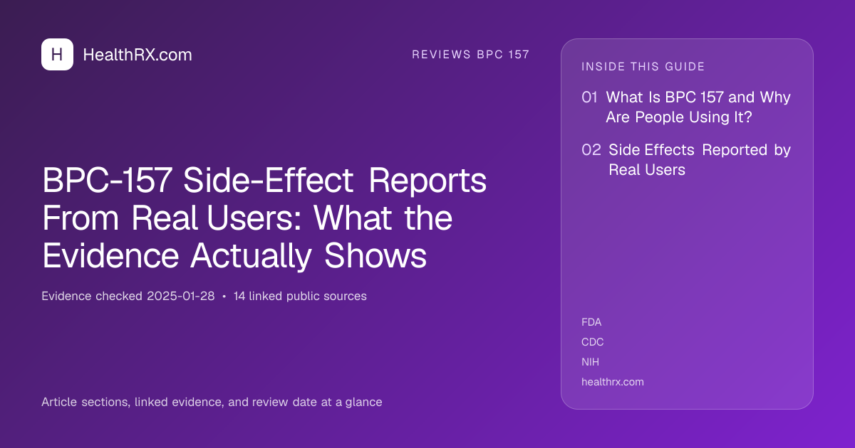 Evidence overview for BPC-157 Side-Effect Reports From Real Users: What the Evidence Actually Shows