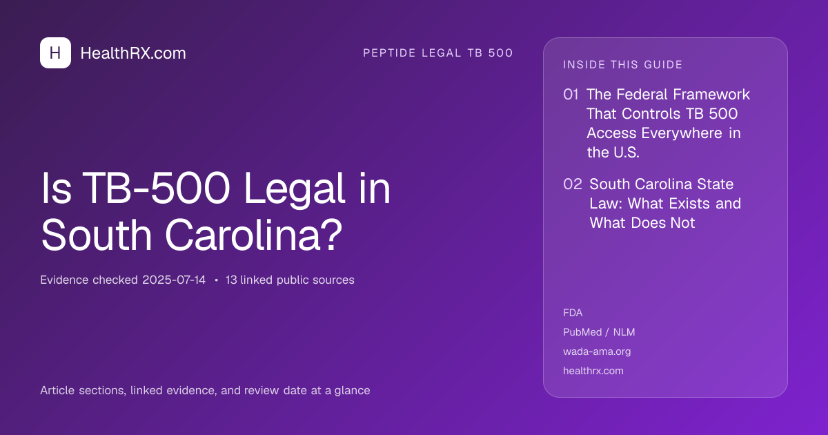 Evidence overview for Is TB-500 Legal in South Carolina?