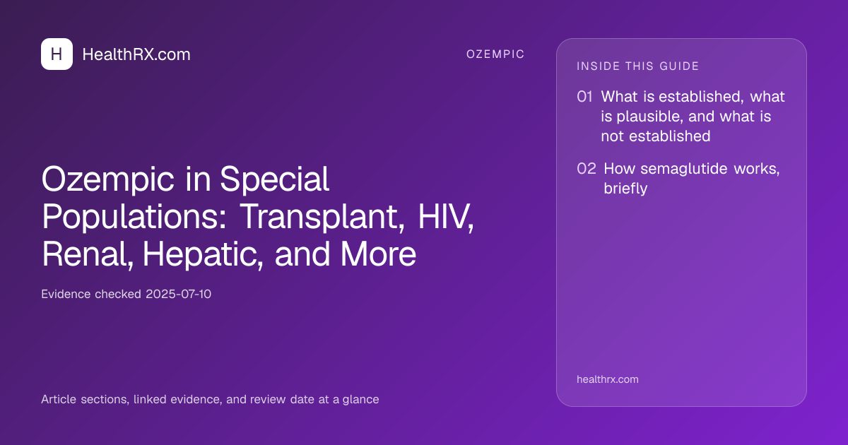 Evidence overview for Ozempic in Special Populations: Transplant, HIV, Renal, Hepatic, and More