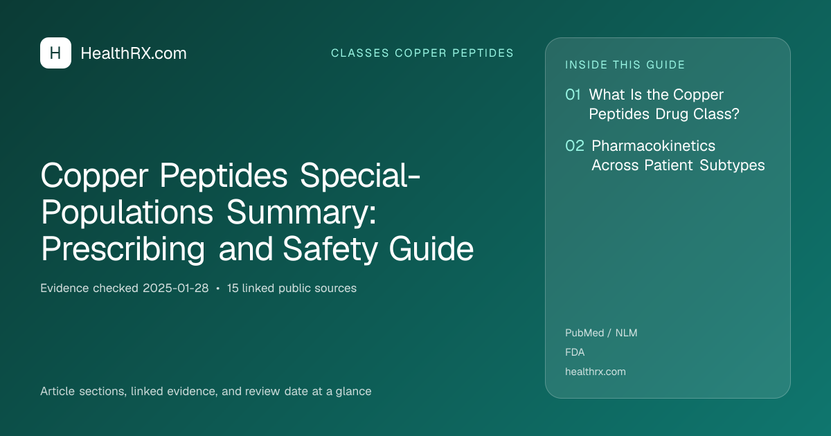 Evidence overview for Copper Peptides Special-Populations Summary: Prescribing and Safety Guide