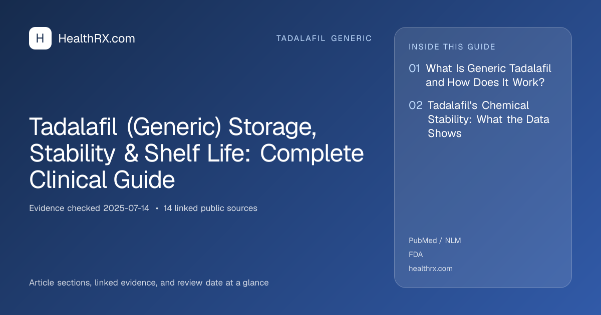 Evidence overview for tadalafil generic: Tadalafil (Generic) Storage, Stability & Shelf Life: Complete Clinical Guide