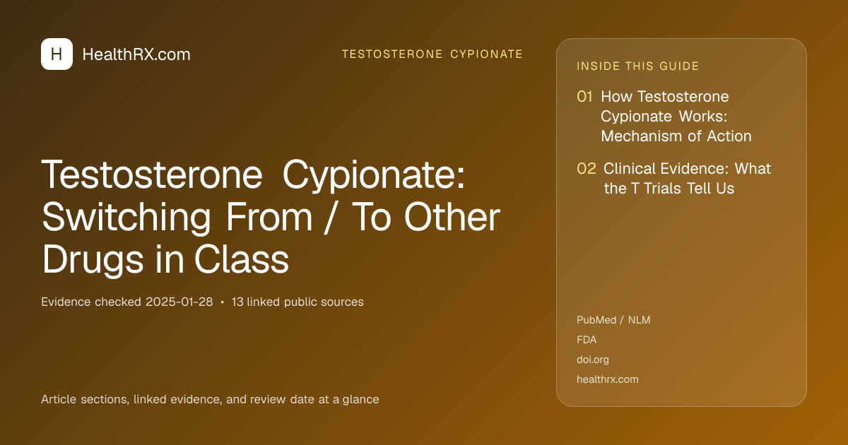 Evidence overview for Testosterone Cypionate: Switching From / To Other Drugs in Class