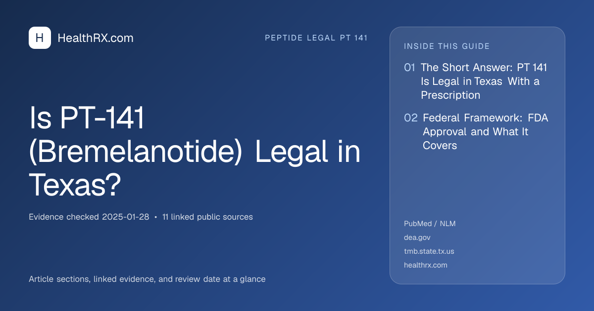 Evidence overview for Is PT-141 (Bremelanotide) Legal in Texas?