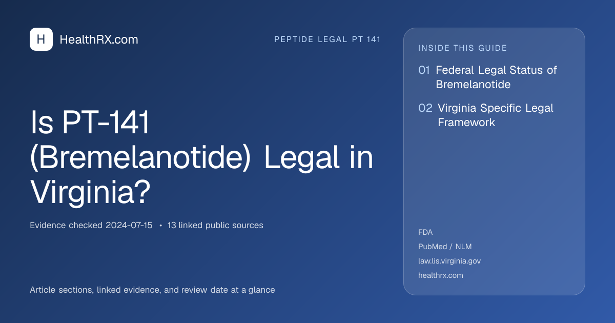 Evidence overview for Is PT-141 (Bremelanotide) Legal in Virginia?