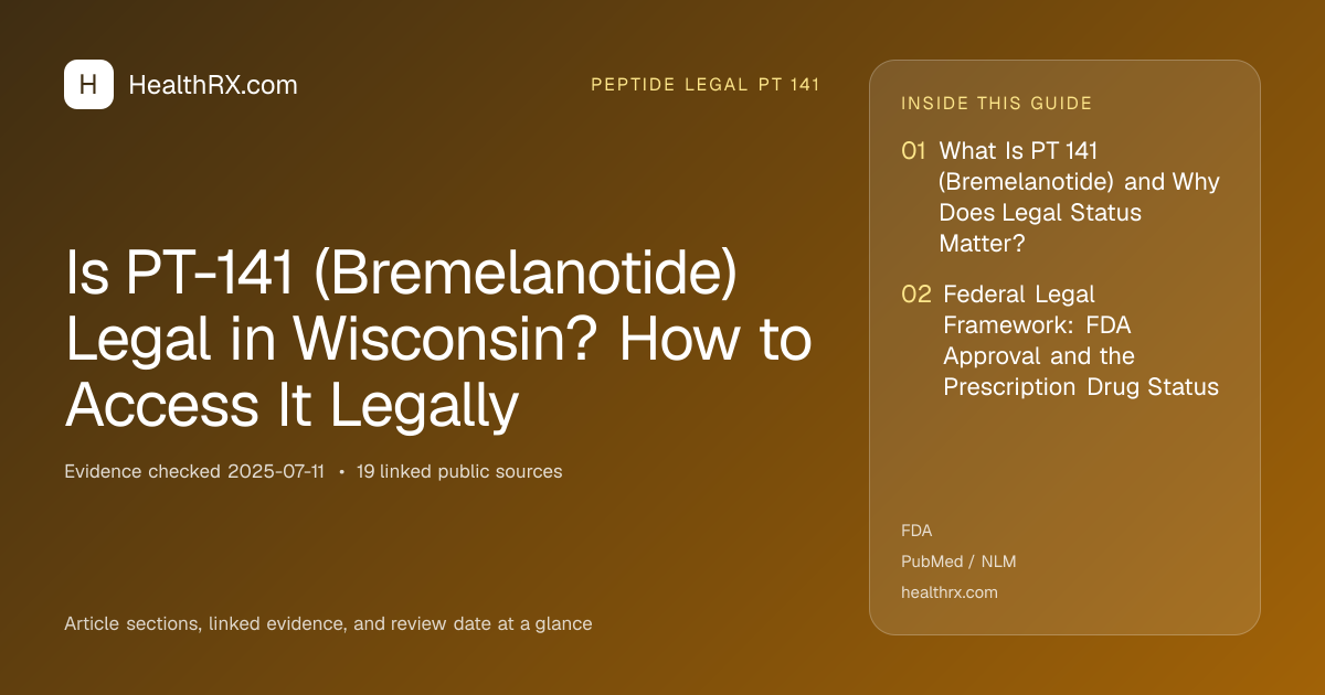 Evidence overview for Is PT-141 (Bremelanotide) Legal in Wisconsin? How to Access It Legally