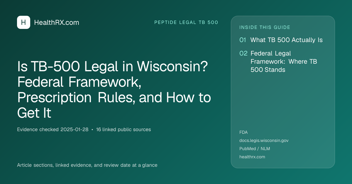 Evidence overview for Is TB-500 Legal in Wisconsin? Federal Framework, Prescription Rules, and How to Get It