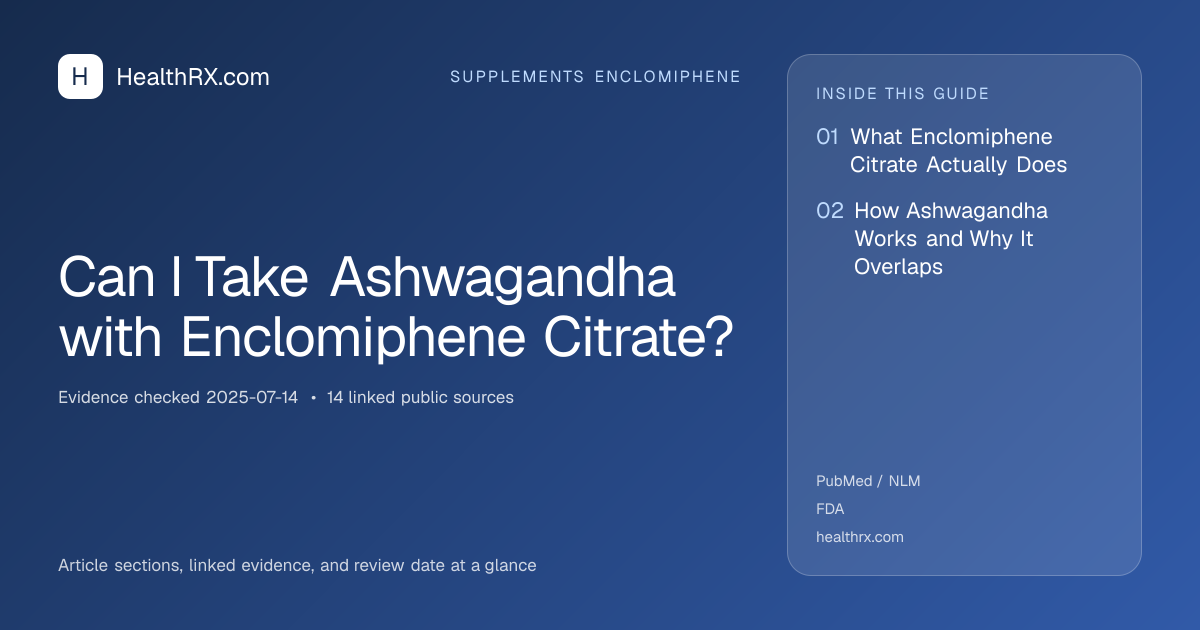 Evidence overview for supplements enclomiphene: Can I Take Ashwagandha with Enclomiphene Citrate?