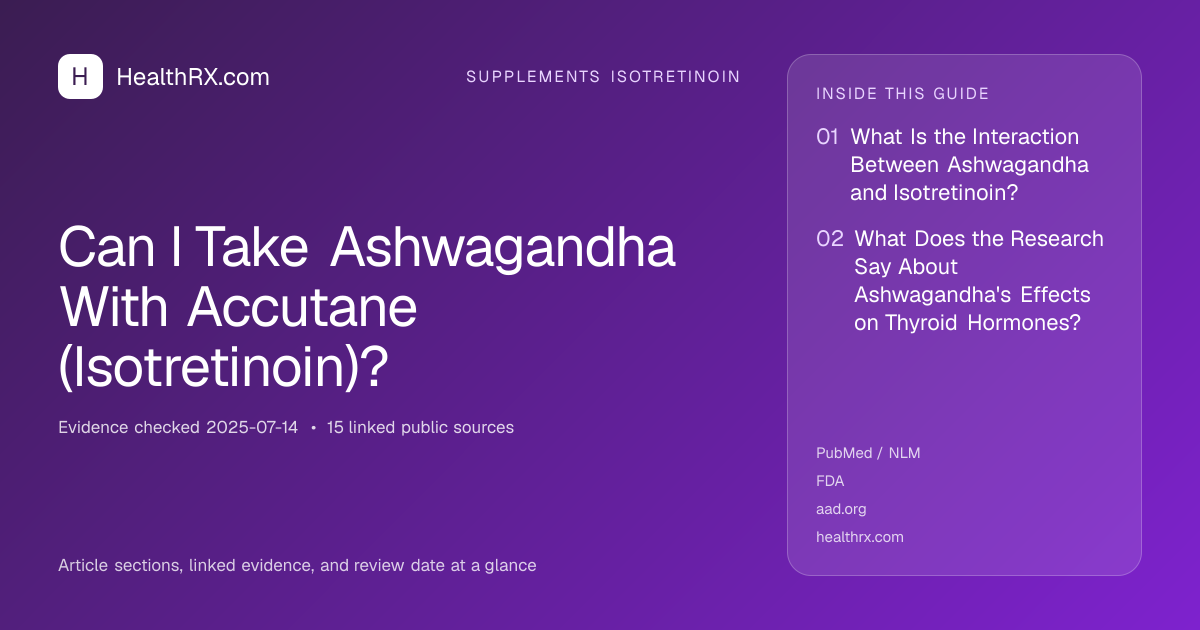 Evidence overview for supplements isotretinoin: Can I Take Ashwagandha With Accutane (Isotretinoin)?