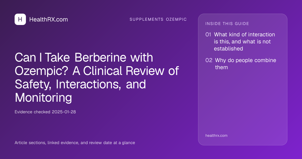 Evidence overview for Can I Take Berberine with Ozempic? A Clinical Review of Safety, Interactions, and Monitoring
