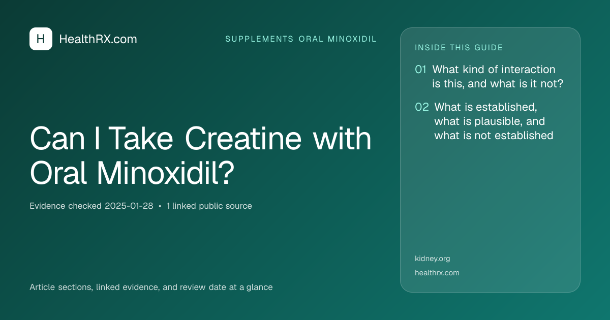 Evidence overview for Can I Take Creatine with Oral Minoxidil?