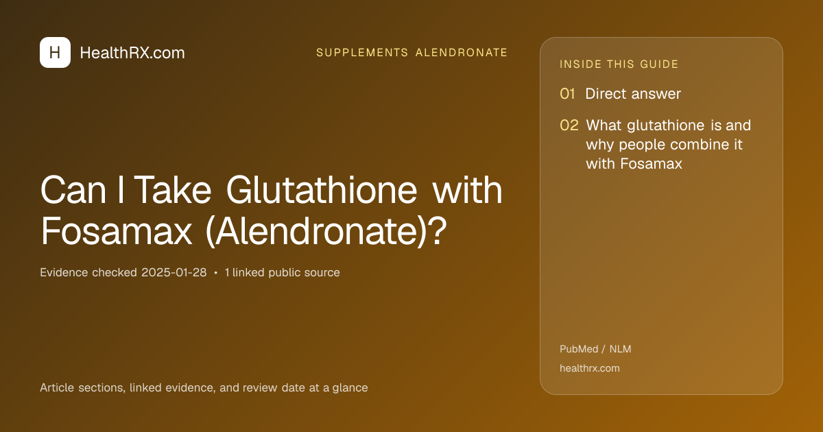 Evidence overview for supplements alendronate: Can I Take Glutathione with Fosamax (Alendronate)?